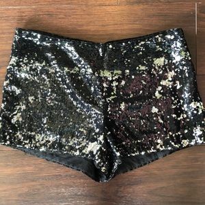 Black sequin shorts